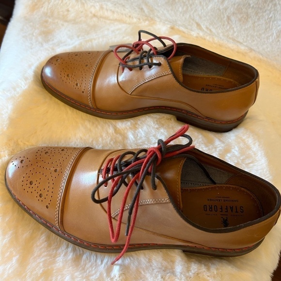 Stafford Genuine leather Jahil Cognac mens dress shoes NWT Sz-9.  I - Picture 6 of 13
